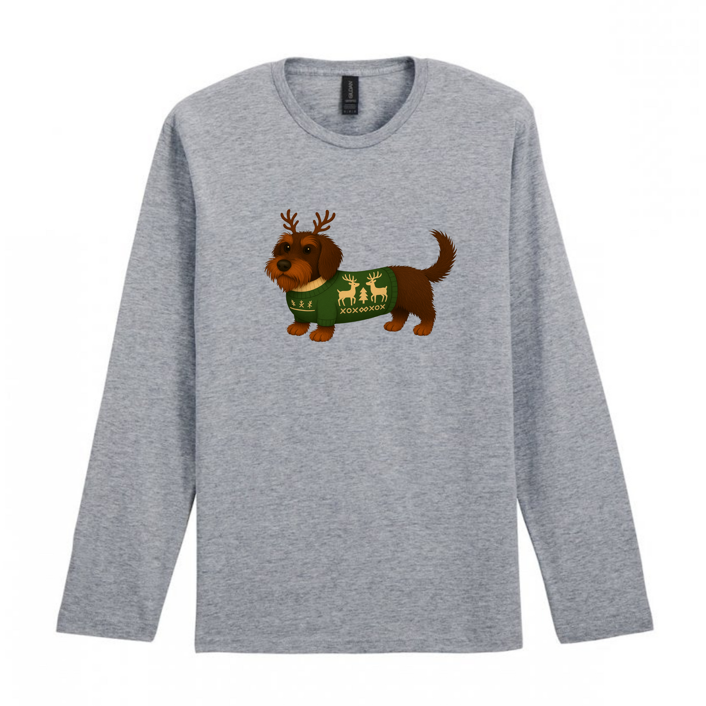 Christmas Dachshunds Grey Long Sleeved T Shirt - 21 Designs to Choose From (Dispatch after 26th Nov)