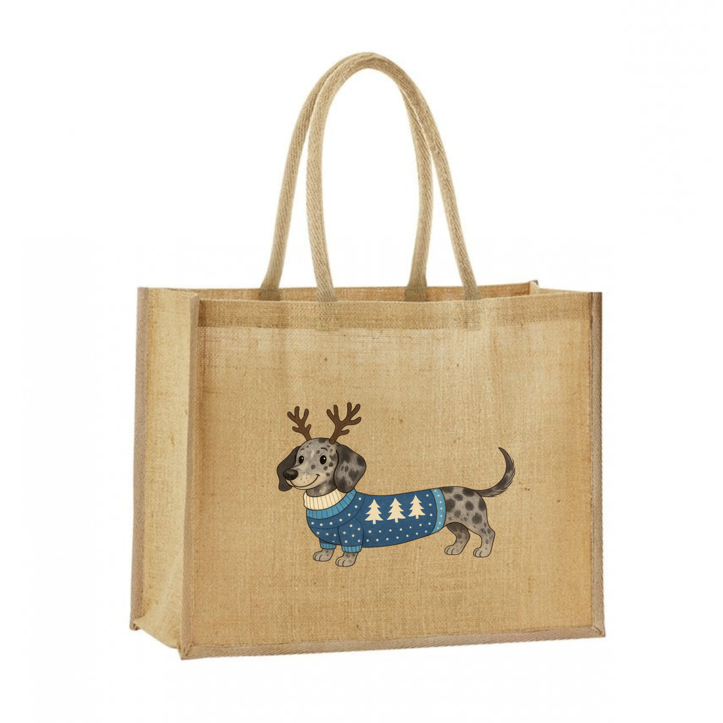 Christmas Dachshund Classic Jute Bag Shopper- 21 Designs to Choose From (Dispatch after 26th Nov)
