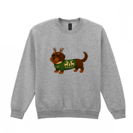 Christmas Chocolate & Tan  Wire Hair Dachshunds Sweaters - Available in 8 Colours (Dispatch after 26th Nov)