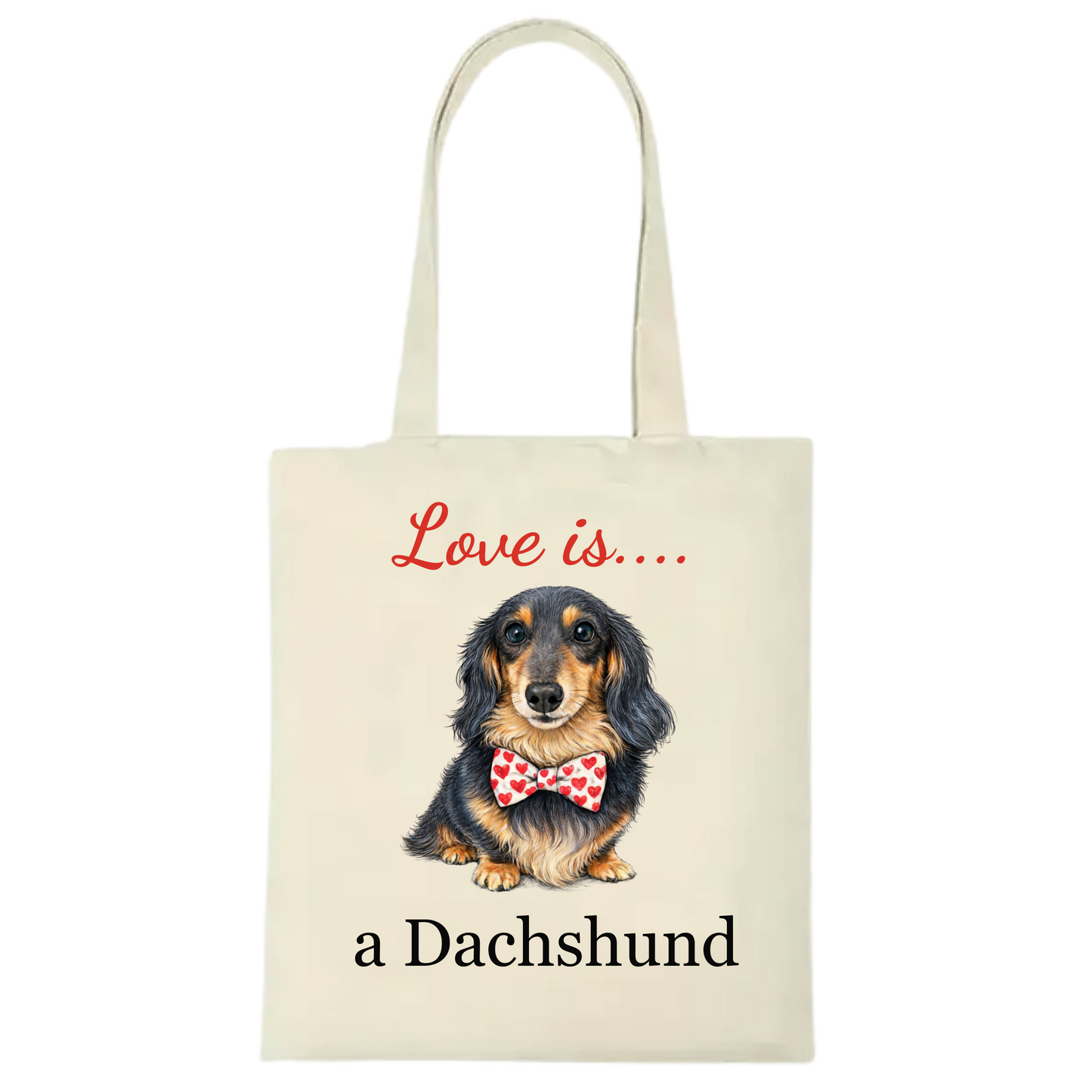 Love is... Personalised Dachshund Tote Bag - 22 options to choose from