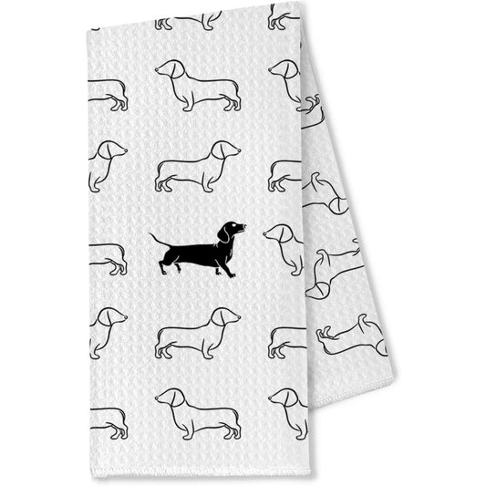 Dachshund Silhouette Tea Towel
