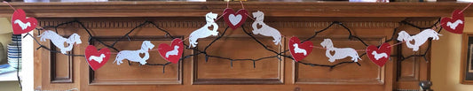 Valentines Dachshund Bunting & Free Confetti - Choose which Coat image 0