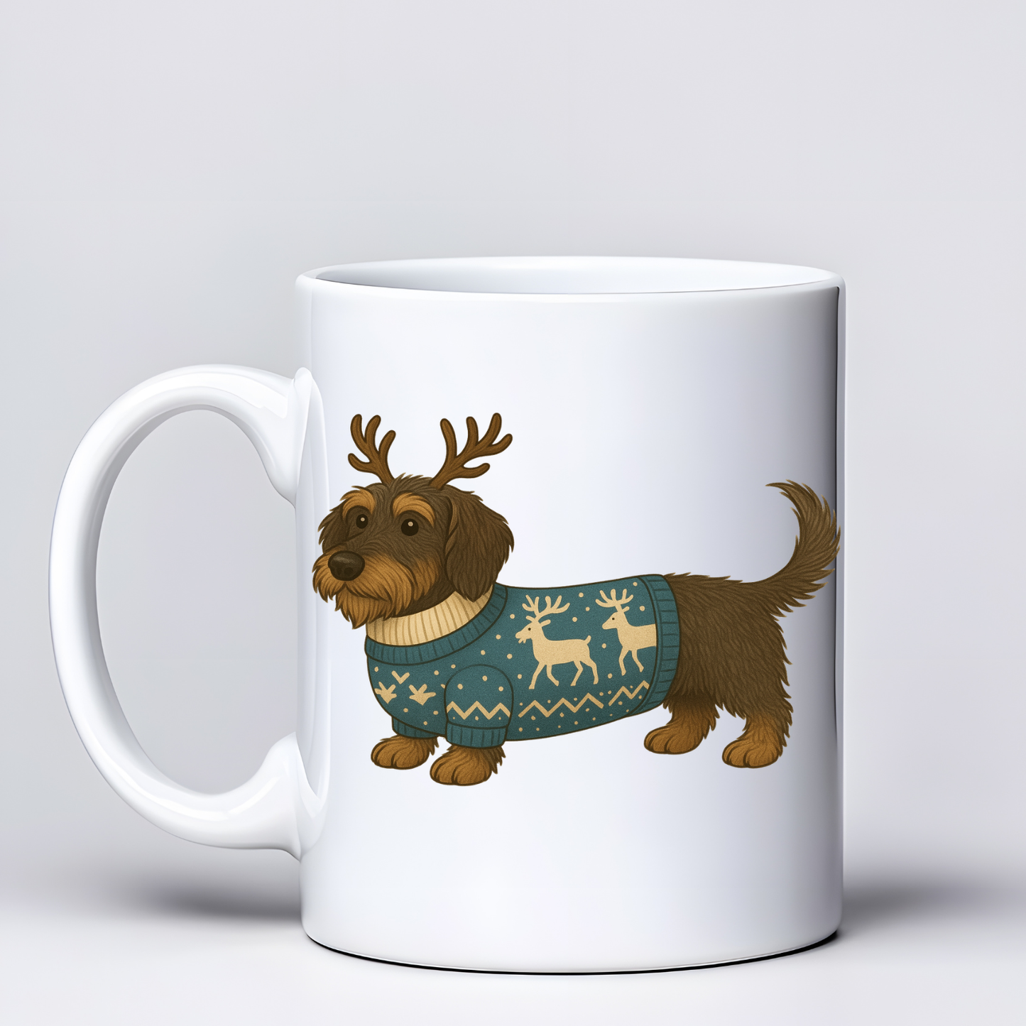 Wire Haired Dachshund Christmas Mugs - Choice of Colours (Dispatch after 26th Nov)