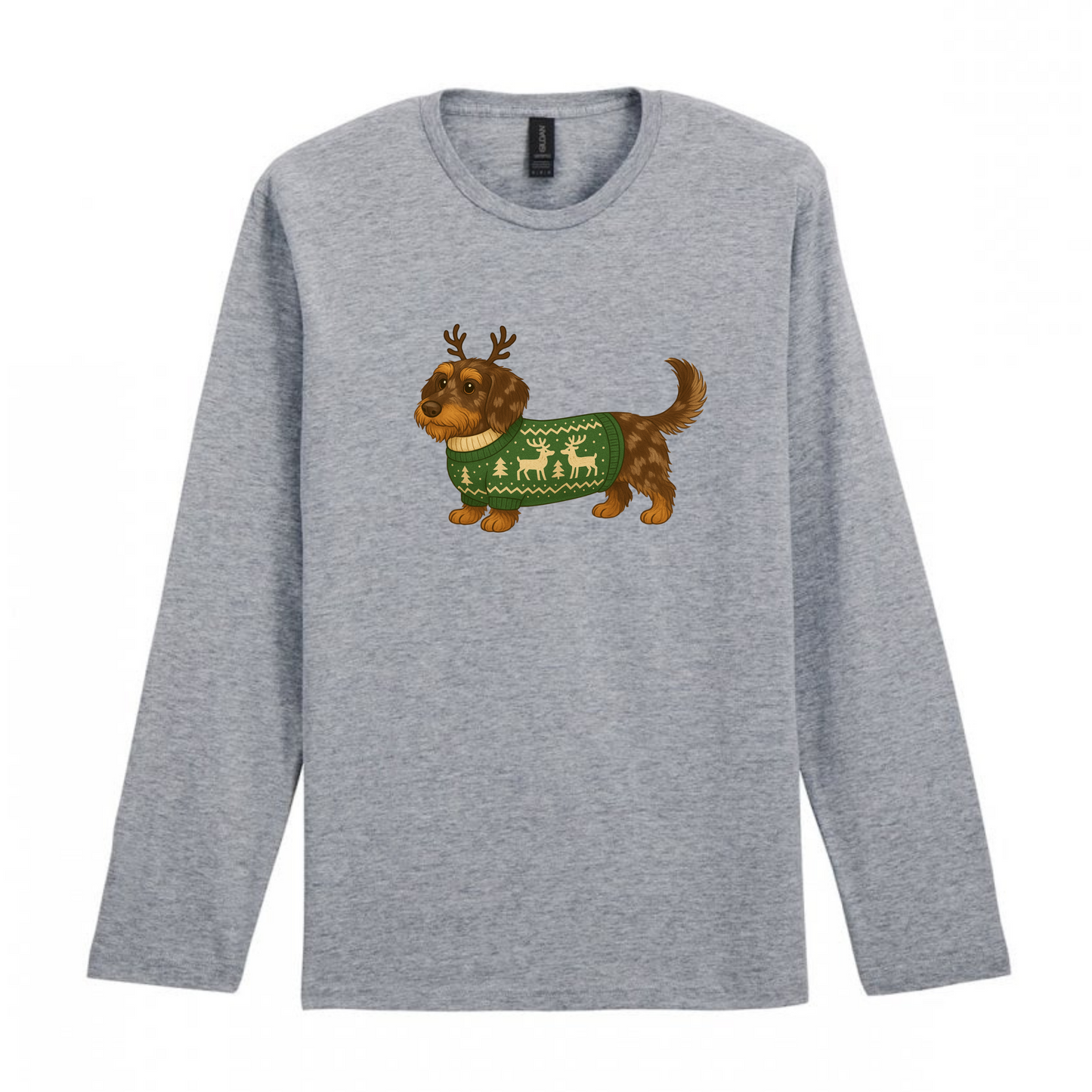 Christmas Dachshunds Grey Long Sleeved T Shirt - 21 Designs to Choose From (Dispatch after 26th Nov)