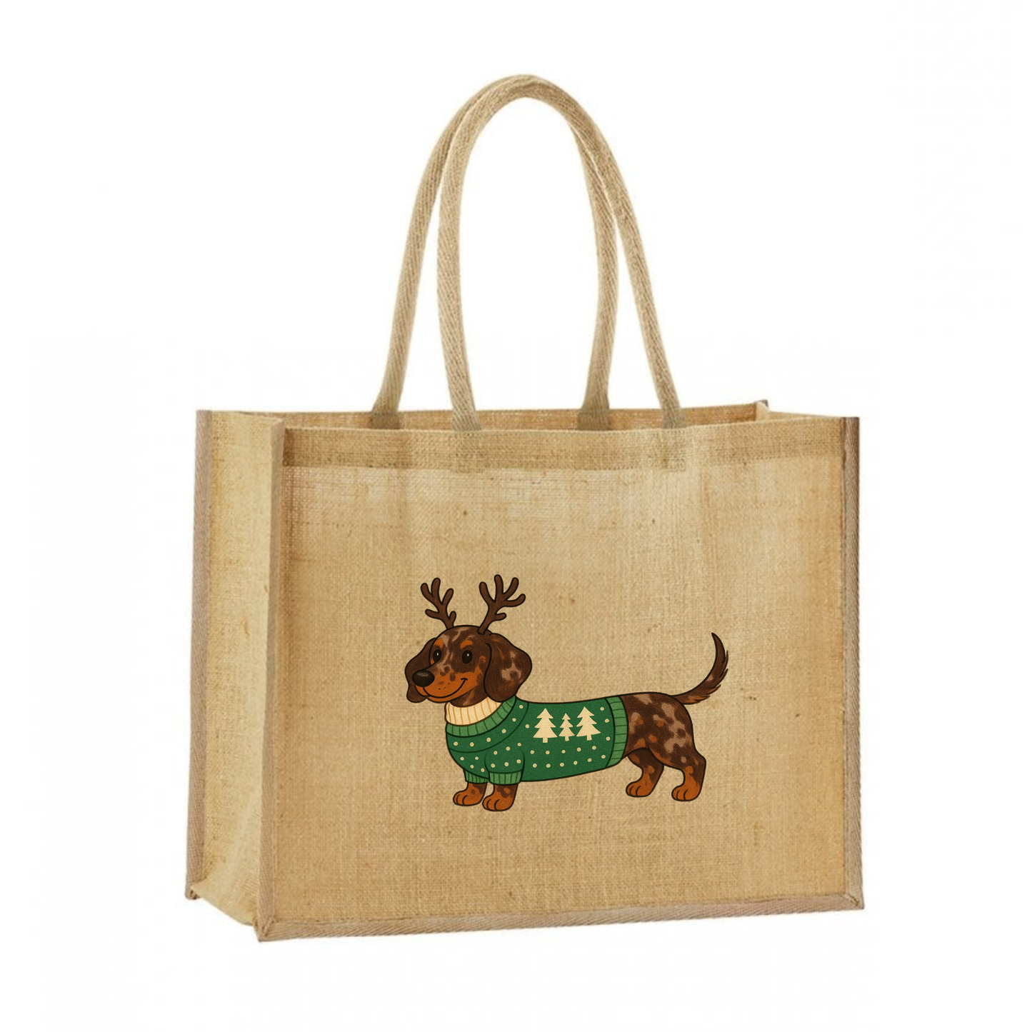 Christmas Dachshund Classic Jute Bag Shopper- 21 Designs to Choose From (Dispatch after 26th Nov)