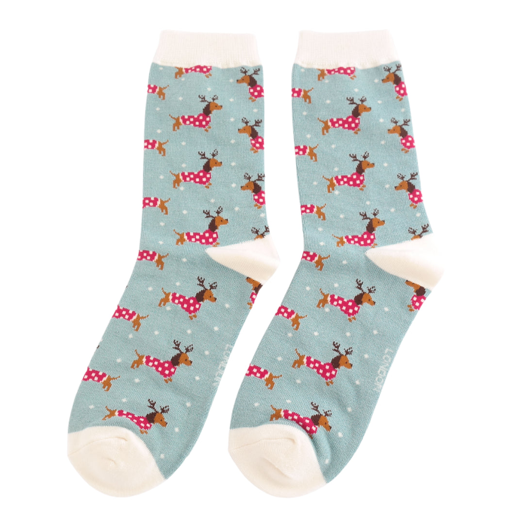Ladies Bamboo Xmas Sausage Dogs Duck Egg image 0