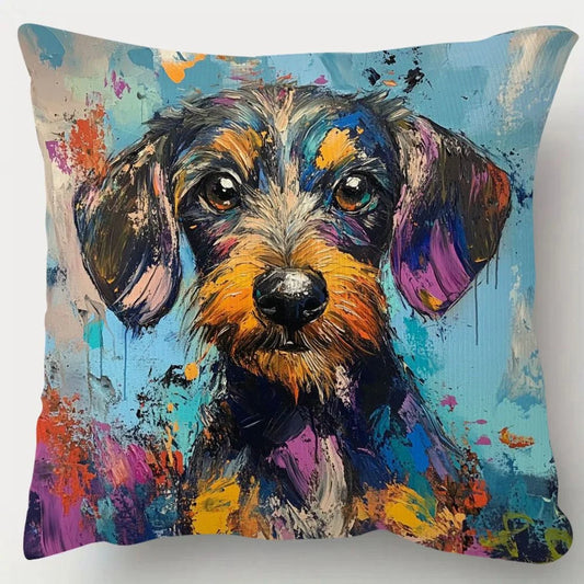 Bohemiam Style Wire Hair Dachshund Cushion Cover