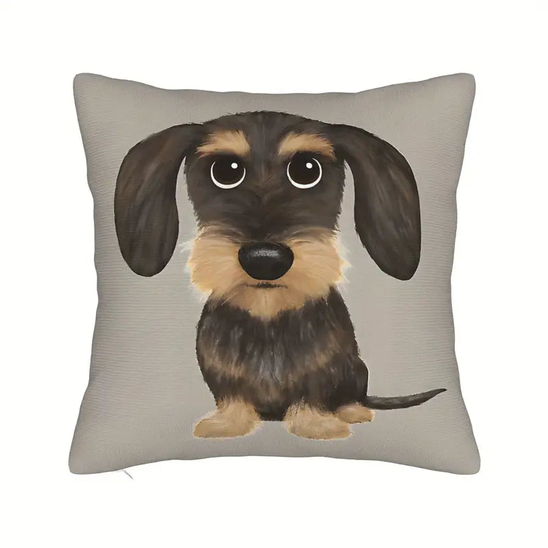 Wire Hair Cute Dachshund Cushion Cover