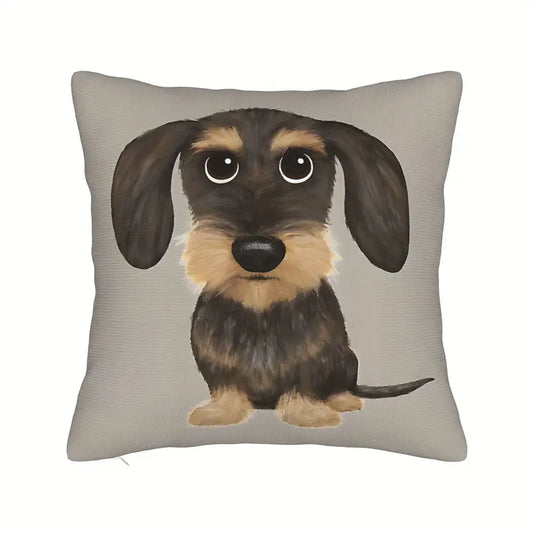 Wire Hair Cute Dachshund Cushion Cover