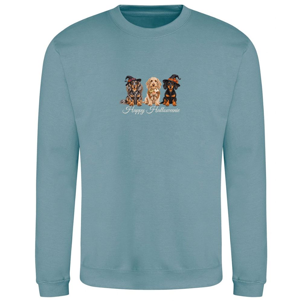🎃 Seafoam Dachshund Halloween Sweatshirt – 4 Designs | XS–2XL 🐾