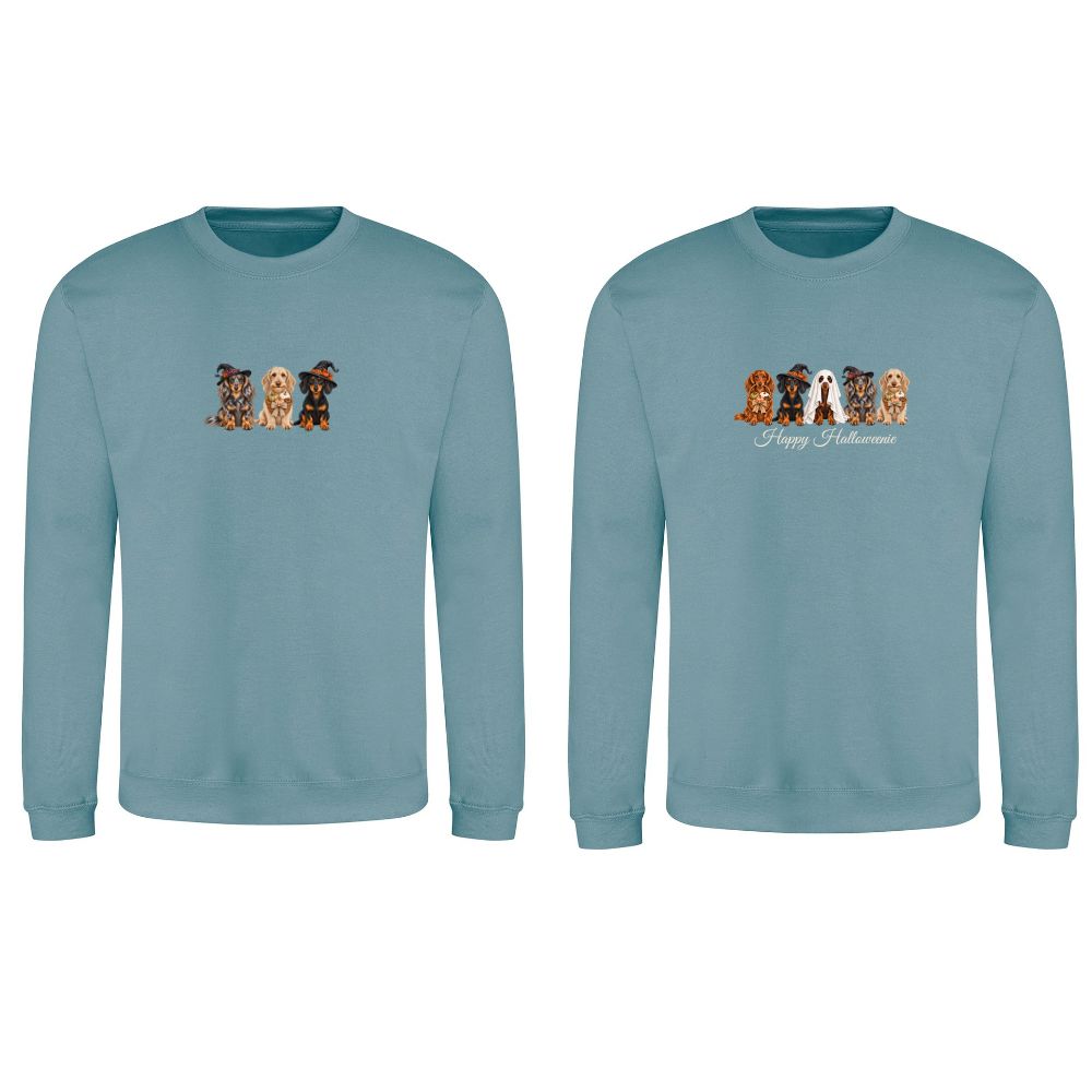 🎃 Seafoam Dachshund Halloween Sweatshirt – 4 Designs | XS–2XL 🐾
