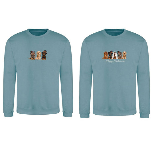 🎃 Seafoam Dachshund Halloween Sweatshirt – 4 Designs | XS–2XL 🐾