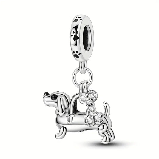 Dachshund Handbag Charm - 925 Sterling Silver