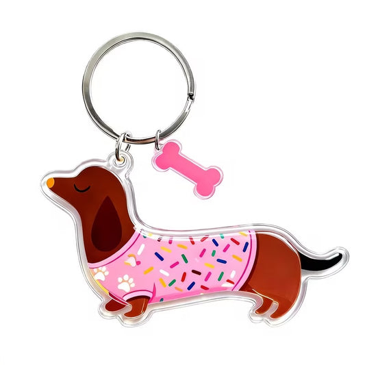 Donut Sprinkles Jacket Dachshund Keyring
