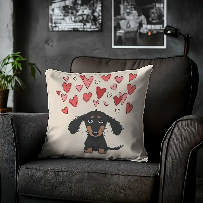 Dachshund & Hearts Cushion Cover