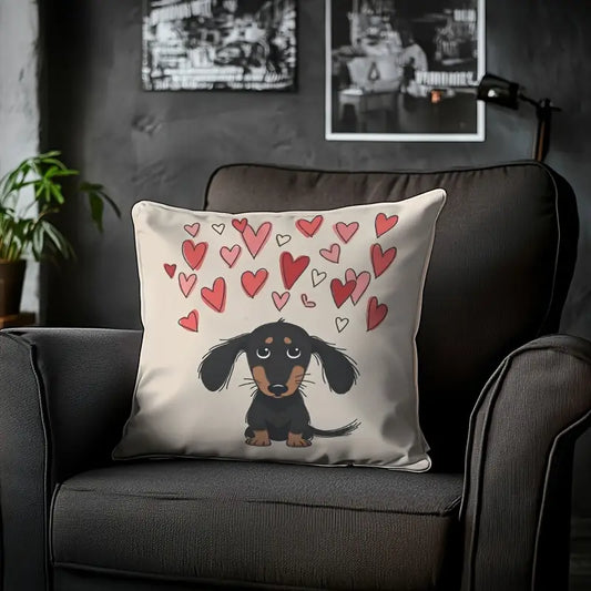 Dachshund & Hearts Cushion Cover