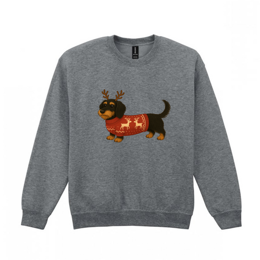 Christmas Black & Tan Wire Hair Dachshunds Sweaters - Available in 8 Colours (Dispatch after 26th Nov)