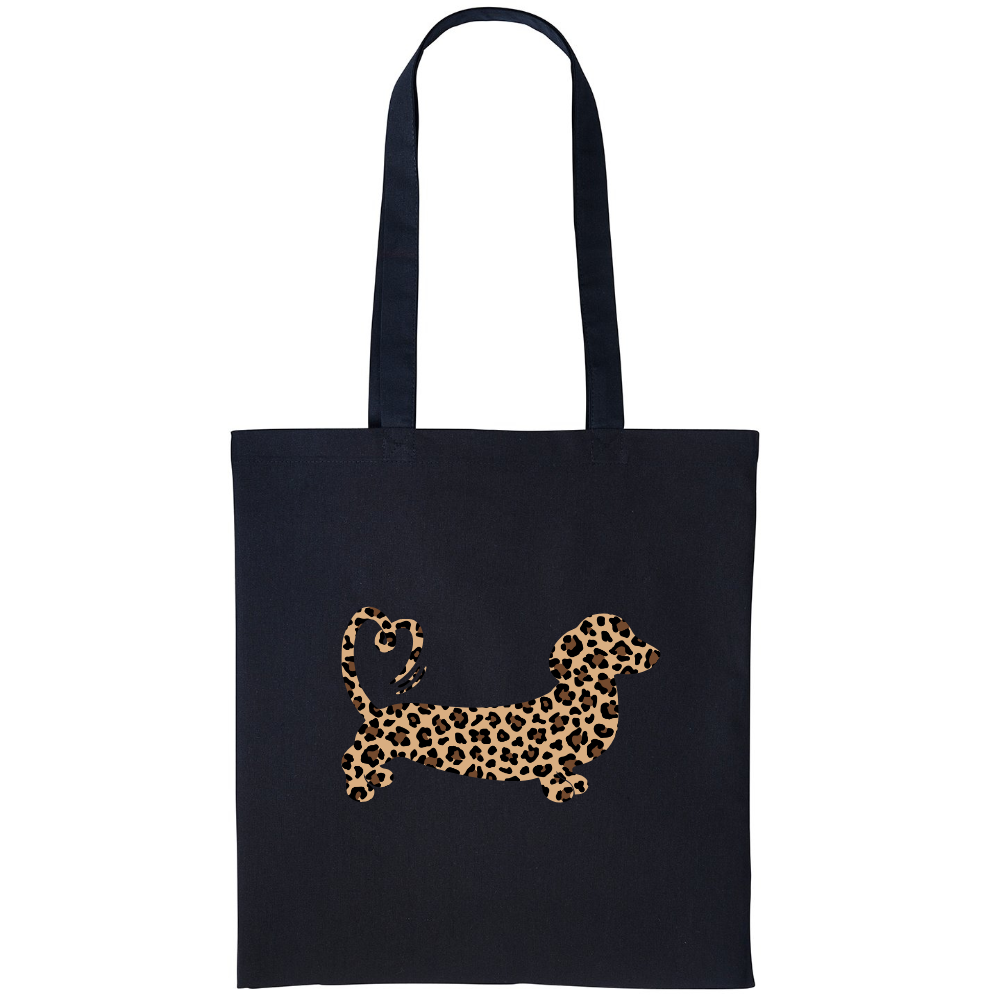 Leopard Print Dachshund Cotton Tote Bag