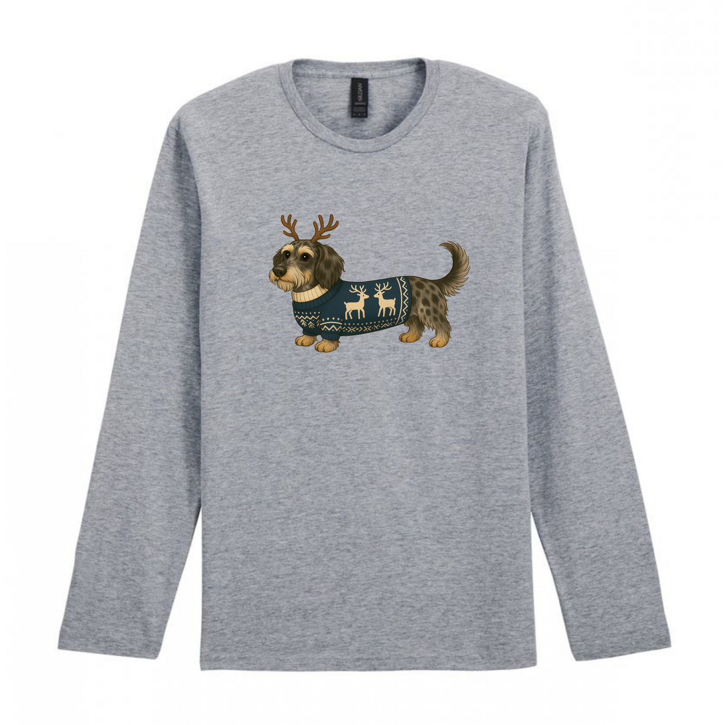 Christmas Dachshunds Grey Long Sleeved T Shirt - 21 Designs to Choose From (Dispatch after 26th Nov)