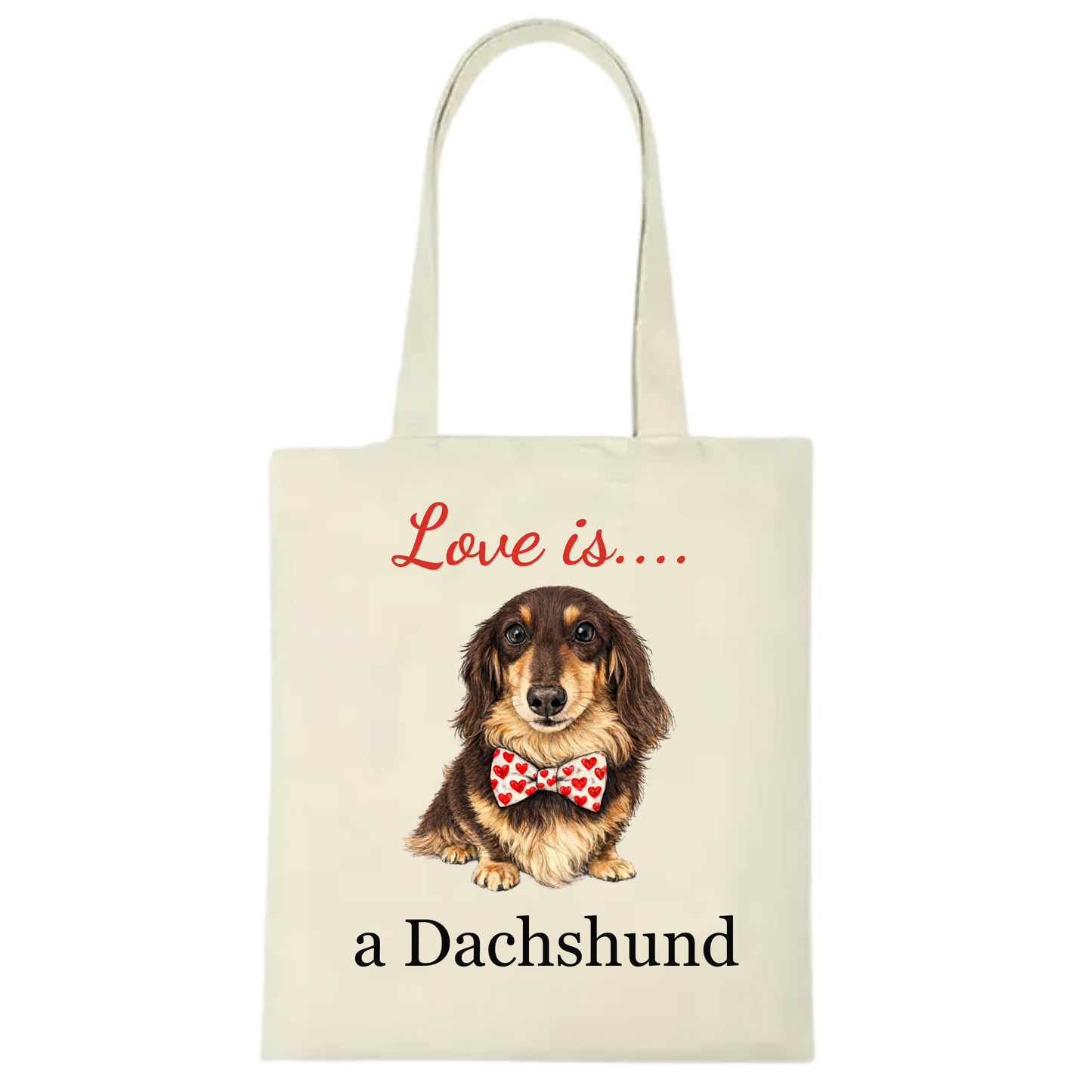 Love is... Personalised Dachshund Tote Bag - 22 options to choose from