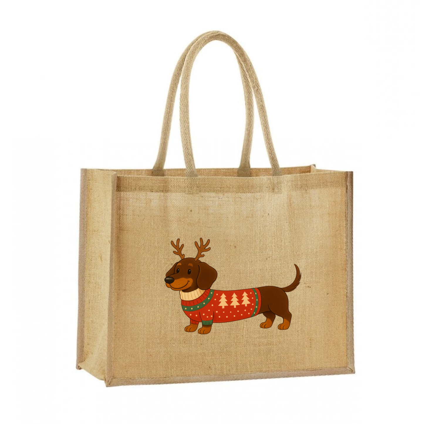 Christmas Dachshund Classic Jute Bag Shopper- 21 Designs to Choose From (Dispatch after 26th Nov)