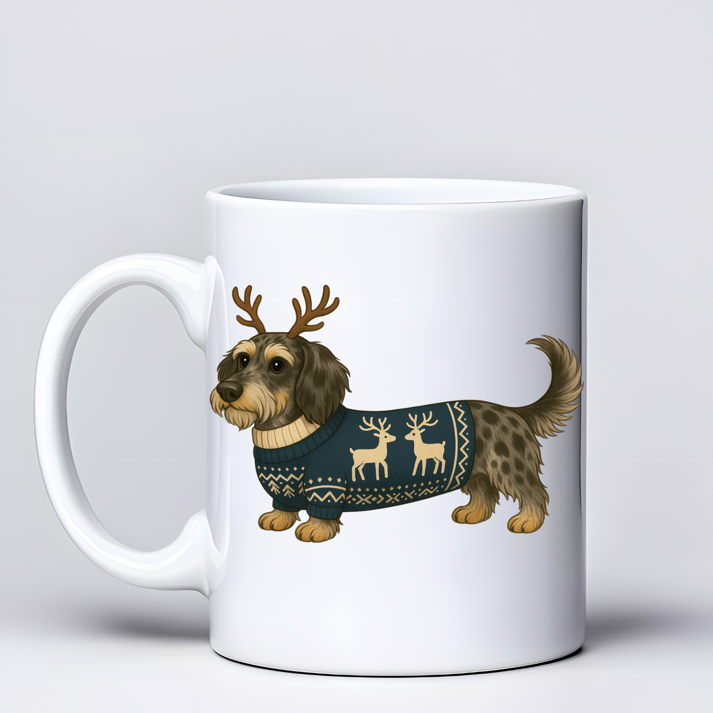 Wire Haired Dachshund Christmas Mugs - Choice of Colours (Dispatch after 26th Nov)