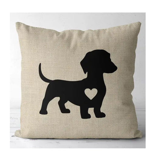 Dachshund Heart Silhouette Cushion Cover