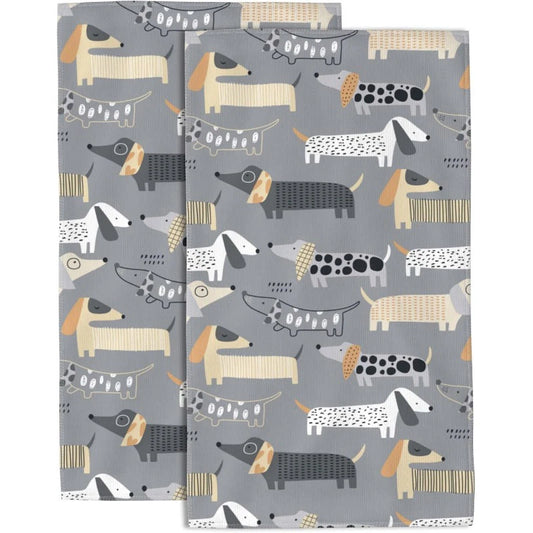 Dachshund Microfibre Hand Towels x 2 Pre Order Approx 7 Days