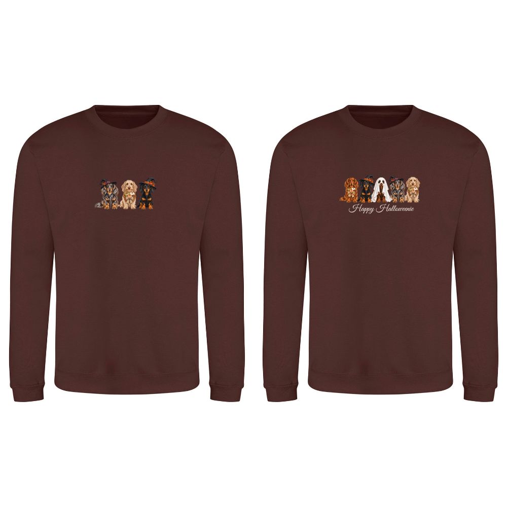 🎃 Chocolate Fudge Brownie Dachshund Halloween Sweatshirt – 4 Designs | XS–2XL 🐾