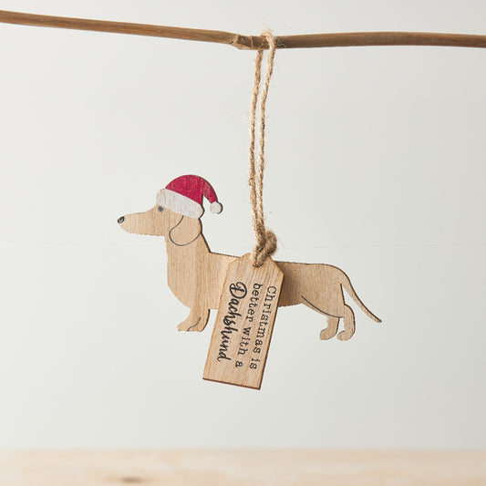 Wooden "Christmas Is Better With A Dachshund" Hanging Decoration 🎄🐾