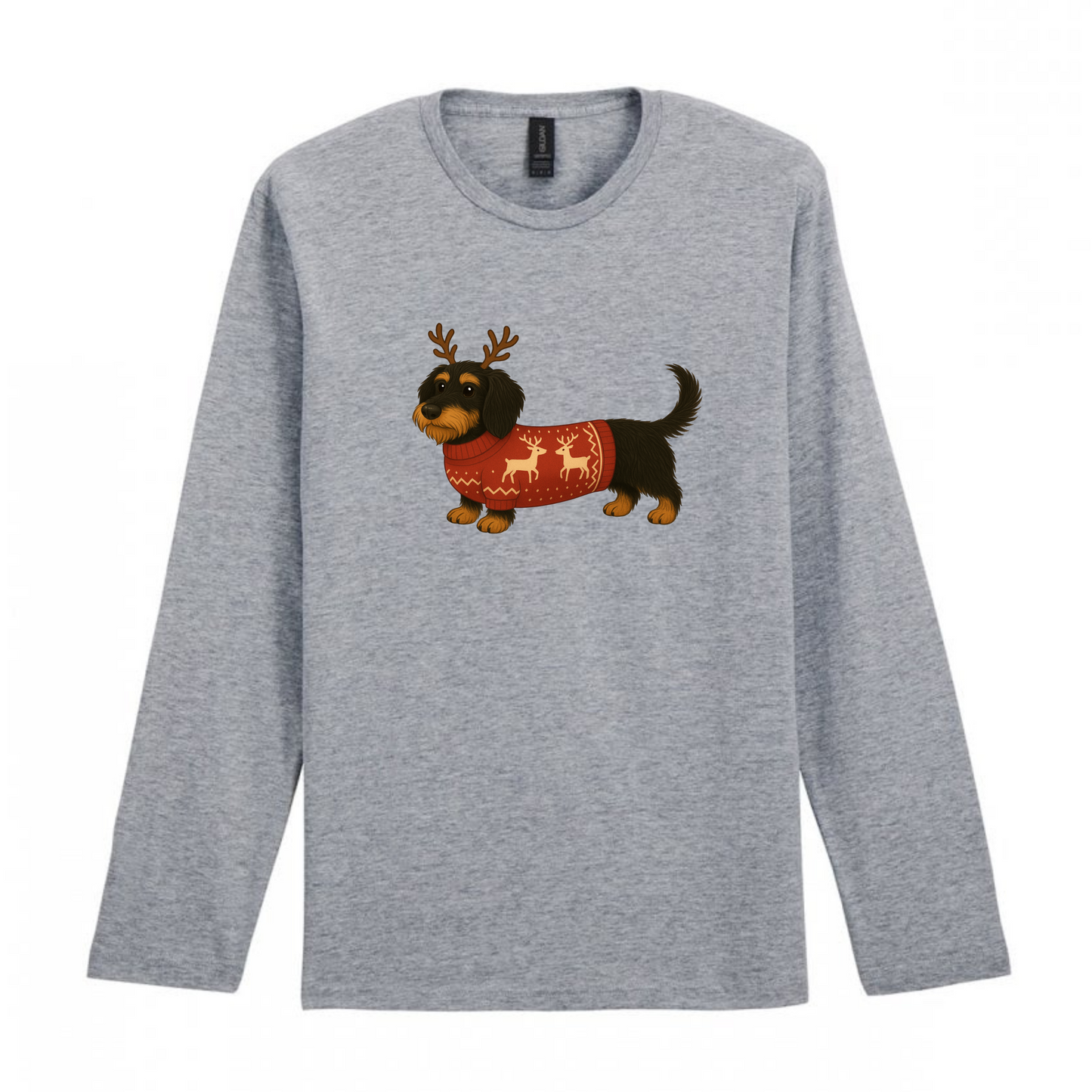 Christmas Dachshunds Grey Long Sleeved T Shirt - 21 Designs to Choose From (Dispatch after 26th Nov)
