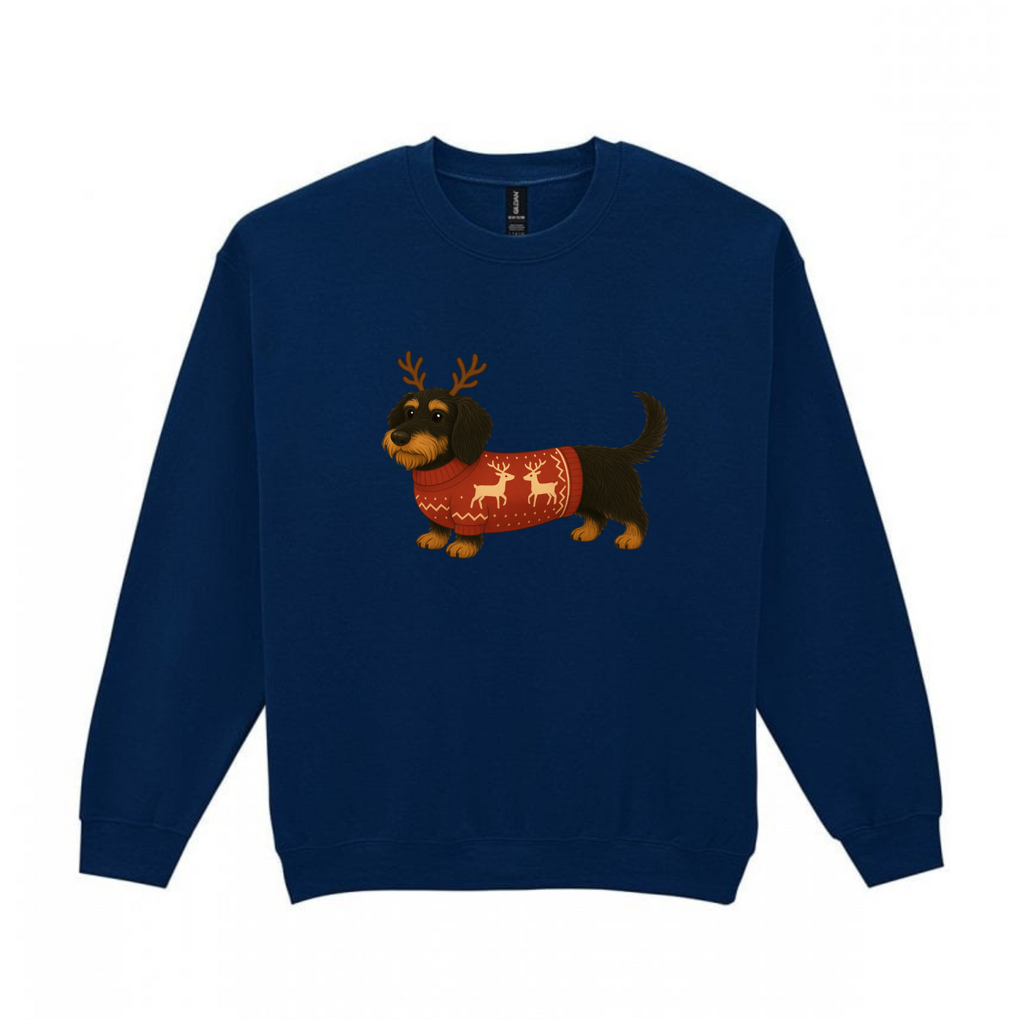 Christmas Black & Tan Wire Hair Dachshunds Sweaters - Available in 8 Colours (Dispatch after 26th Nov)