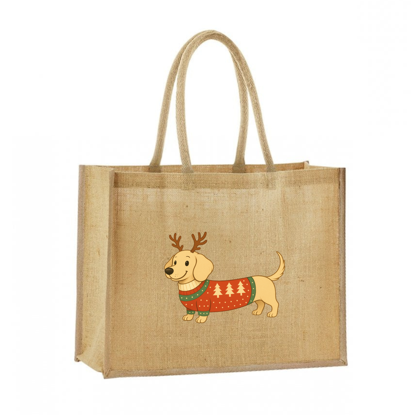 Christmas Dachshund Classic Jute Bag Shopper- 21 Designs to Choose From (Dispatch after 26th Nov)