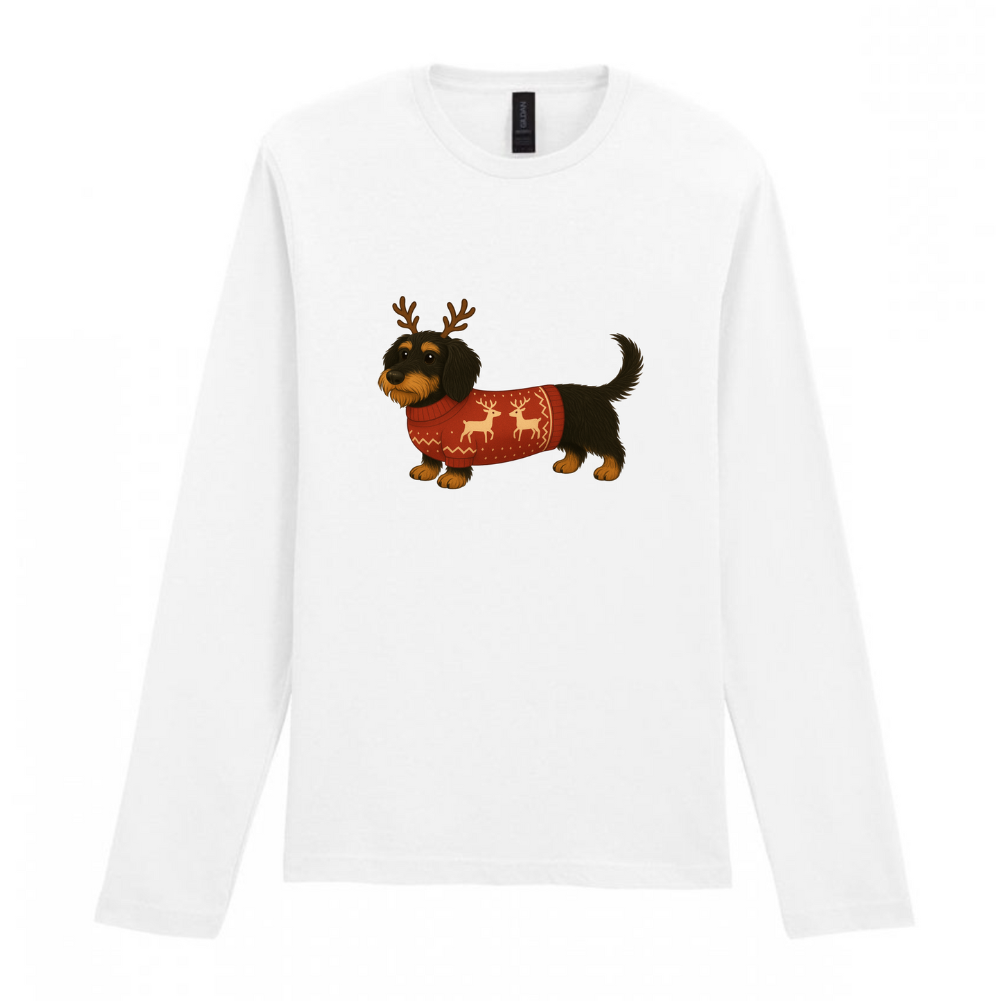 Christmas Dachshunds White Long Sleeved T Shirt - 21 Designs to Choose From (Dispatch after 26th Nov)