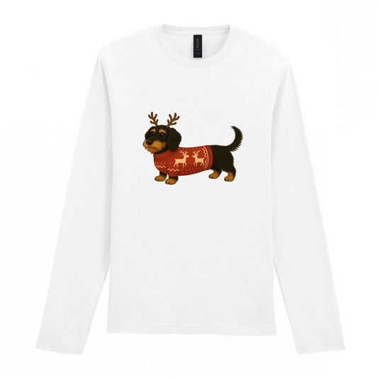Christmas Dachshunds White Long Sleeved T Shirt - 21 Designs to Choose From (Dispatch after 26th Nov)