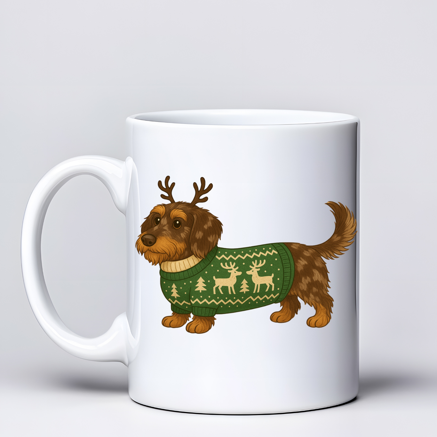 Wire Haired Dachshund Christmas Mugs - Choice of Colours (Dispatch after 26th Nov)