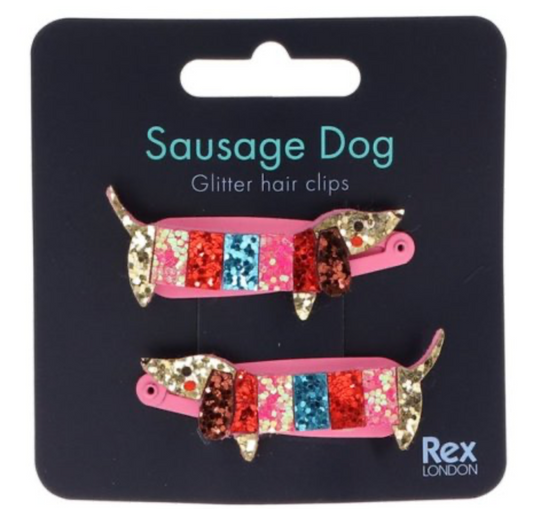 Sausage Dog glitter hair clips image 0