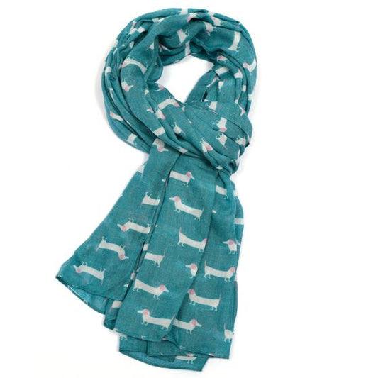 Cute Dogs Dachshund Scarf in Teal
