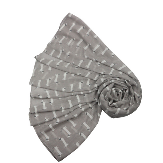 Cute Dogs Dachshund Scarf in Silver