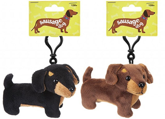 Black & Tan Plush Dachshund Bag Clip/Keyring