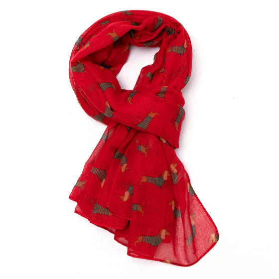 Sausage Dogs Dachshund Scarf in Red