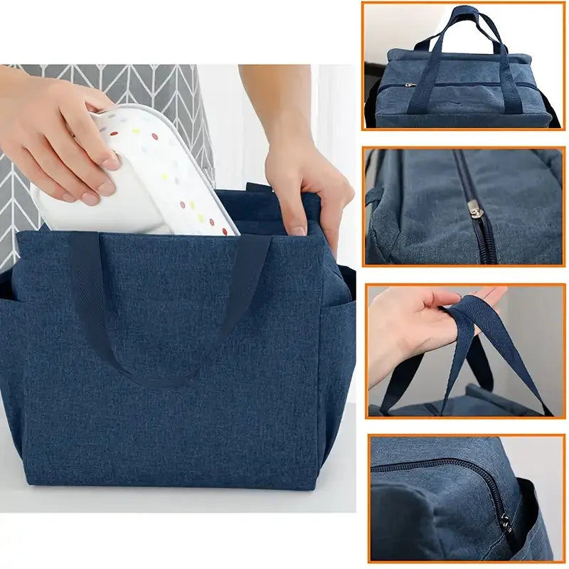 Blue Dachshund Canvas Zipped Lunch Bag