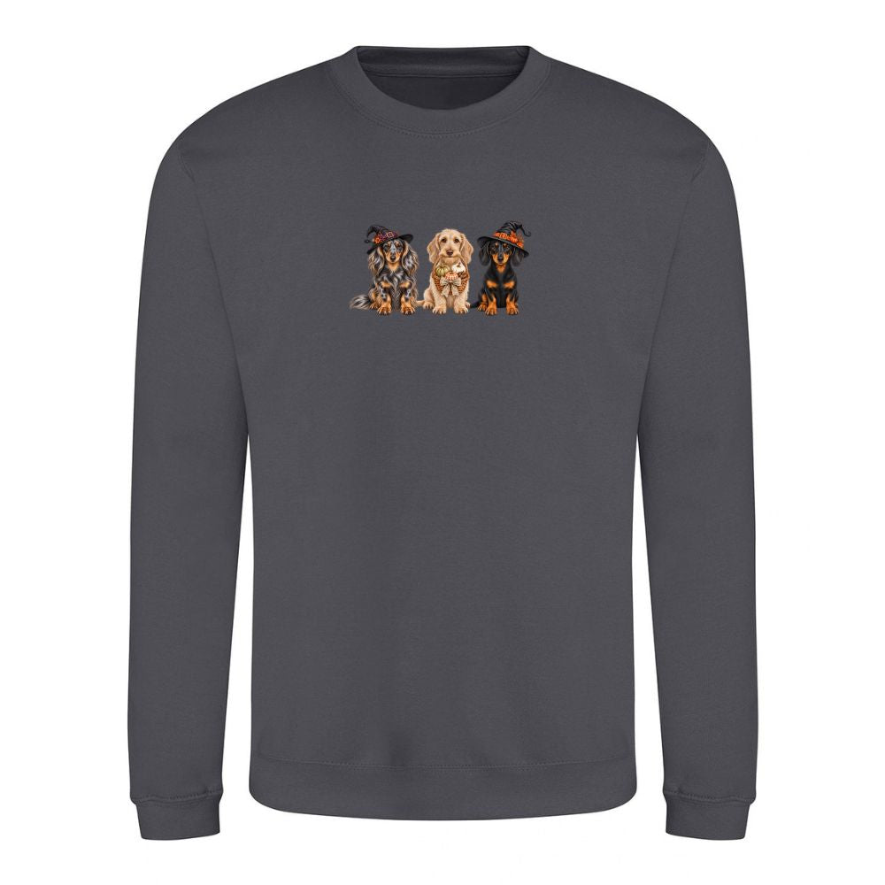 🎃 Shark Grey Dachshund Halloween Sweatshirt – 4 Designs | XS–2XL 🐾