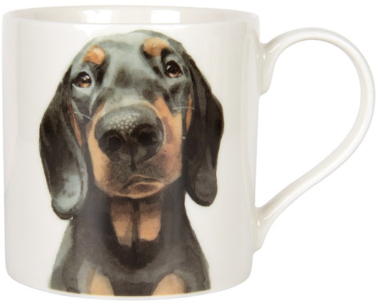 Black & Tan Dachshund Face Mug - Fine China