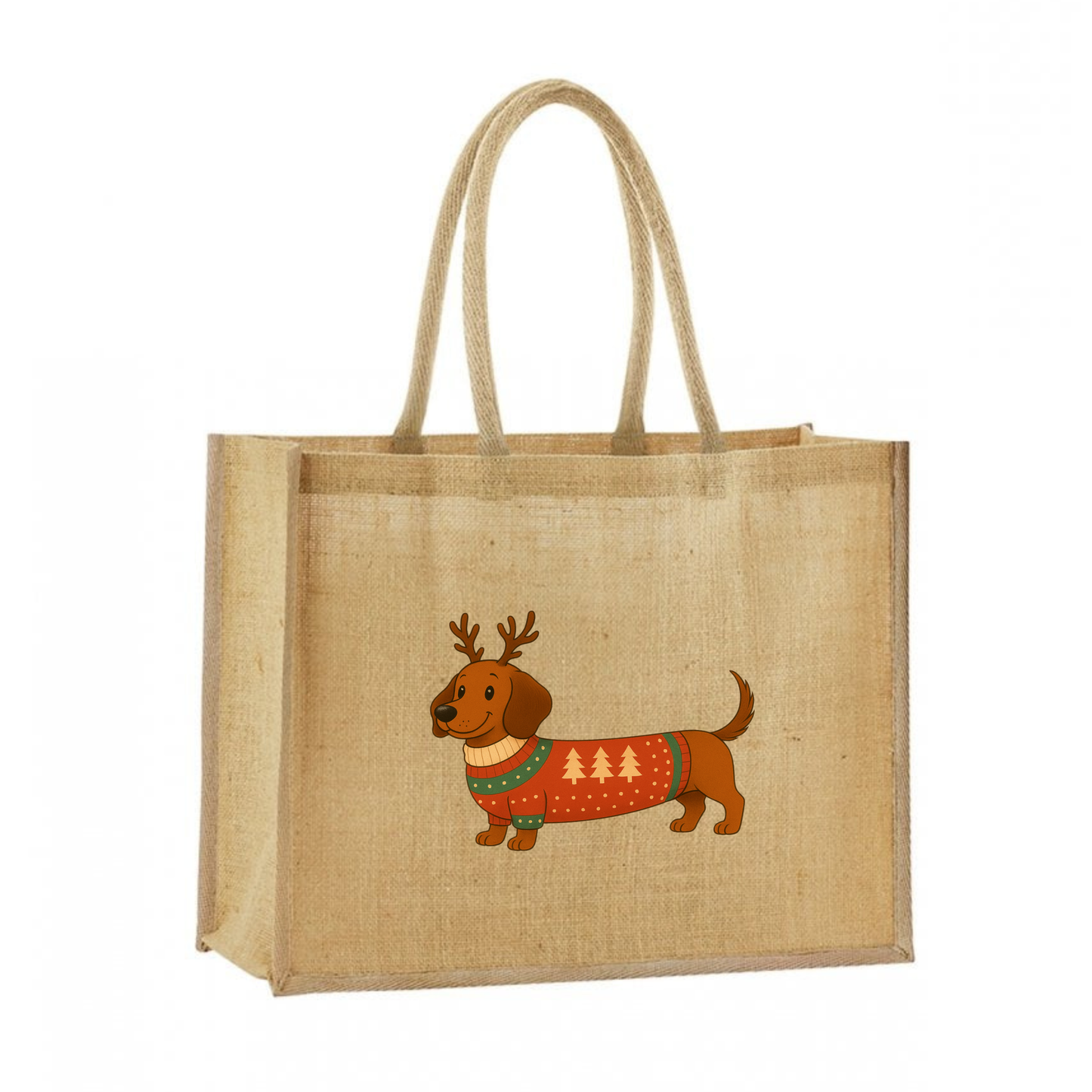 Christmas Dachshund Classic Jute Bag Shopper- 21 Designs to Choose From (Dispatch after 26th Nov)