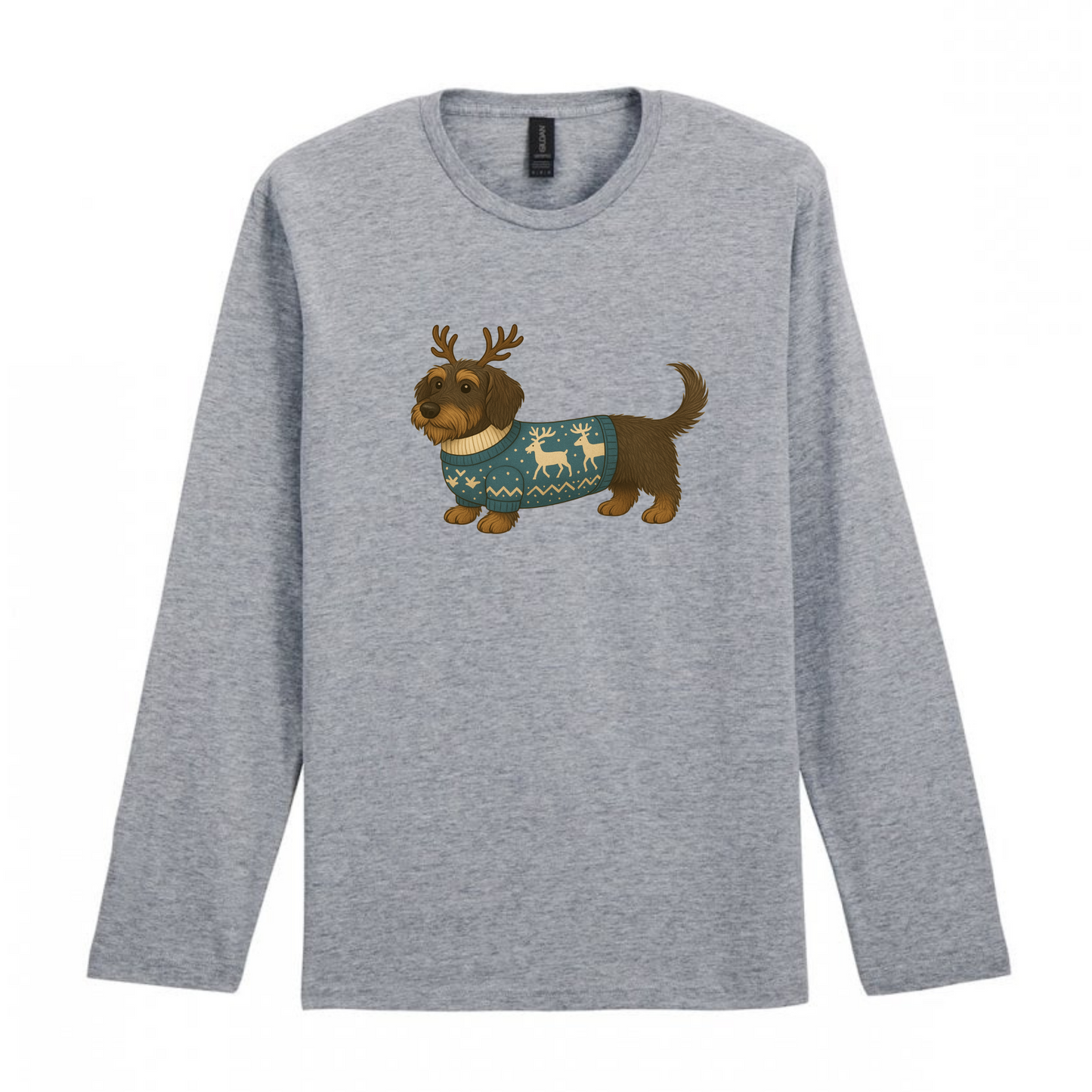 Christmas Dachshunds Grey Long Sleeved T Shirt - 21 Designs to Choose From (Dispatch after 26th Nov)