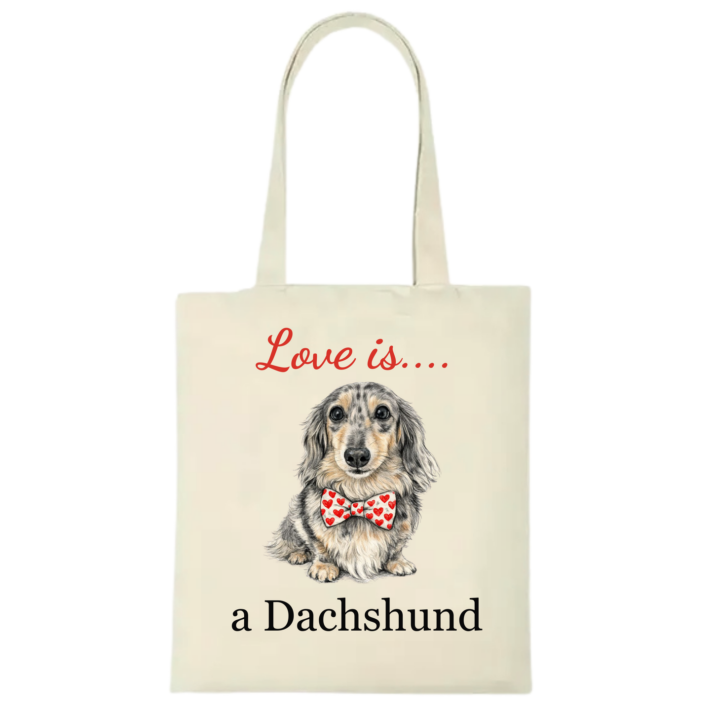 Love is... Personalised Dachshund Tote Bag - 22 options to choose from