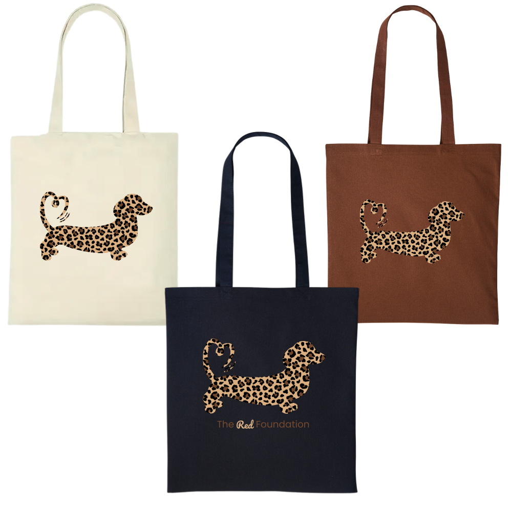 Leopard Print Dachshund Cotton Tote Bag