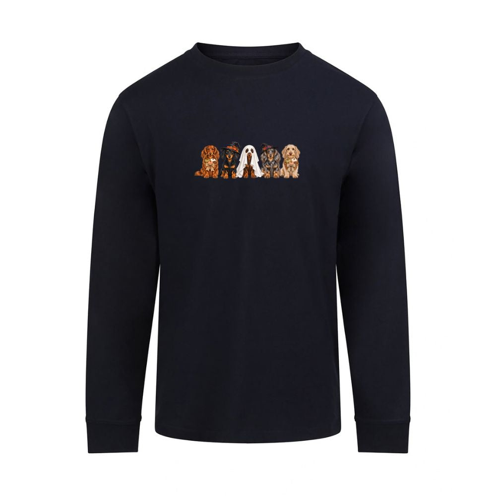 🎃 Black Dachshund Halloween Long Sleeve T-Shirt – 4 Designs | S–3XL 🐾