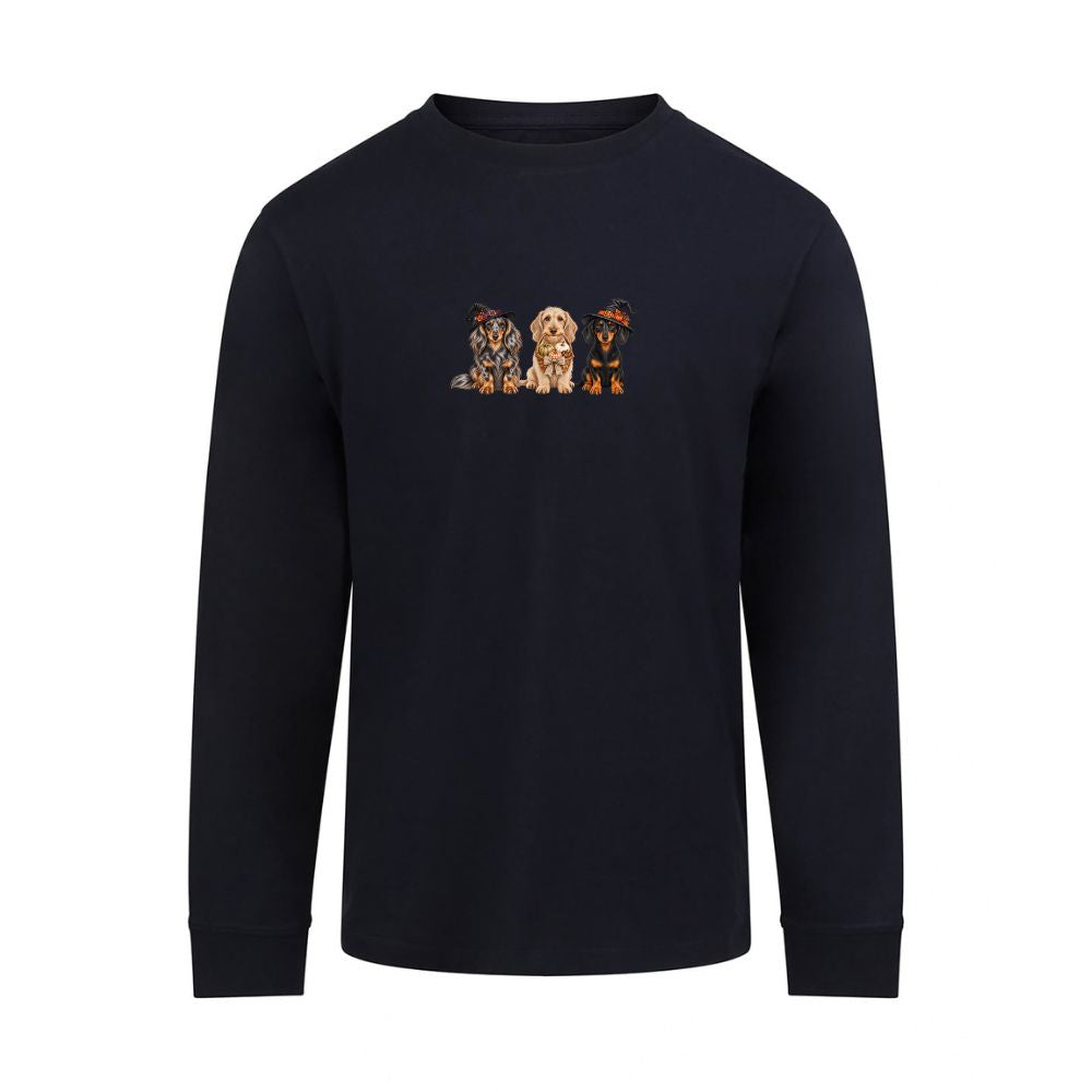🎃 Black Dachshund Halloween Long Sleeve T-Shirt – 4 Designs | S–3XL 🐾